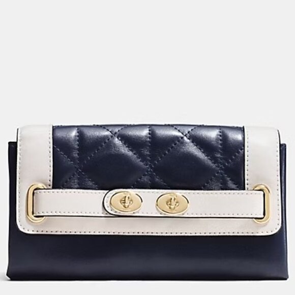 NWT Coach F53910 Envelope Wallet Navy Blue Quilted Leather $295 Imperfect As Is - Picture 5 of 13